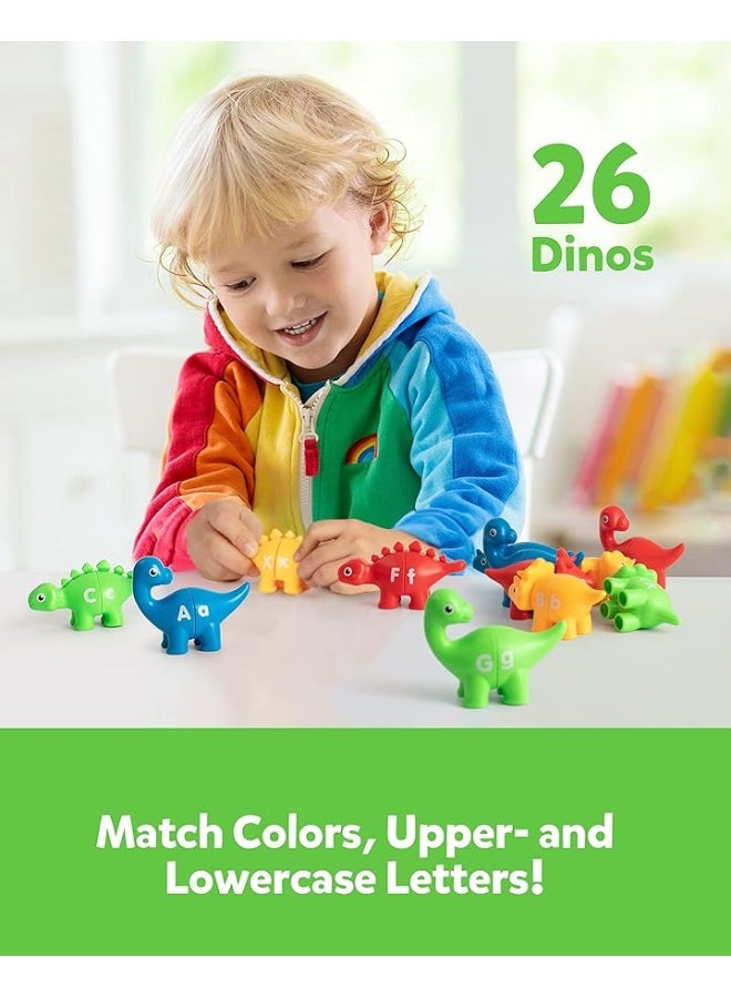 Coogam Matching Letters Fine Motor Toy, 26 PCS Double-Sided ABC Dinosaur Alphabet Match Game with Uppercase Lowercase, Preschool Educational Montessori Learning Toys for Toddlers