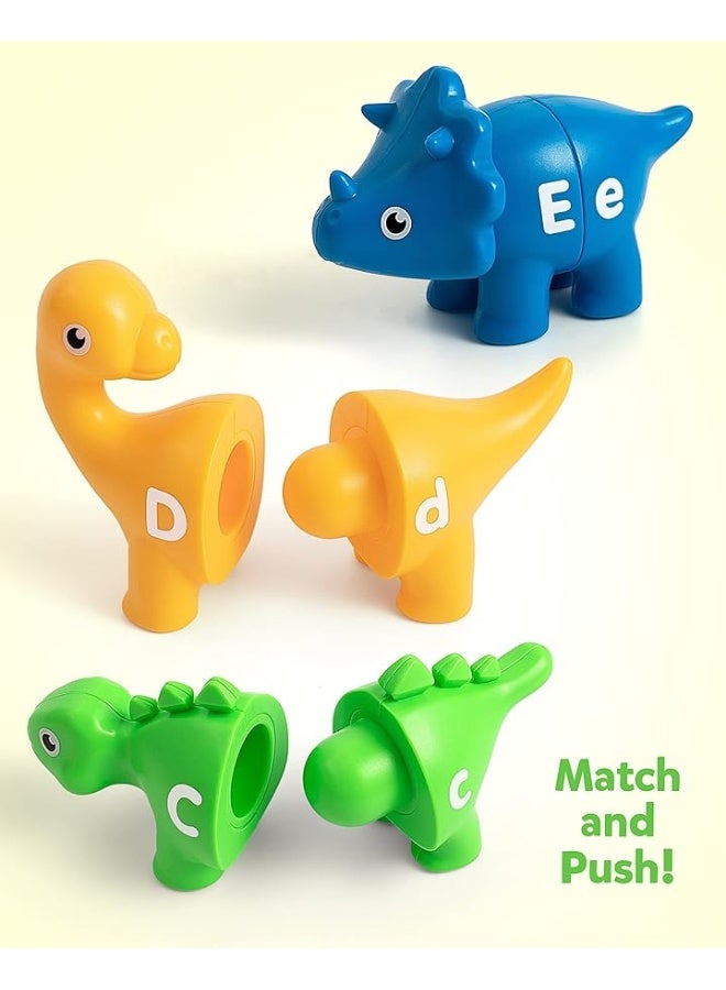 Coogam Matching Letters Fine Motor Toy, 26 PCS Double-Sided ABC Dinosaur Alphabet Match Game with Uppercase Lowercase, Preschool Educational Montessori Learning Toys for Toddlers