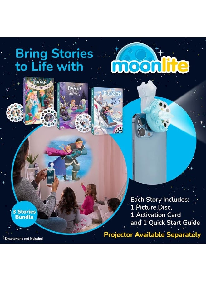 Moonlite Storytime Storybook Reels, 3 Story Set, Disney Frozen Stories, Digital Stories for Projector, Toddler Early Learning Gifts for Kids Ages 1 Year and Up