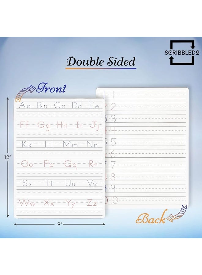 Scribbledo Dry Erase Handwriting Practice for Kids 9 x 12 inch Alphabet Tracing Board Whiteboard Letter Tracing for Kids Ages 3-5 Write and Wipe Alphabet Practice Cards Letters Writing Board