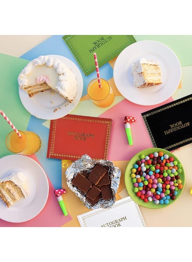 ArtCreativity Autograph Books for Kids, Set of 4, Autograph Booklets with Unruled Colored Pages, Birthday Party Favors and Stationery Prizes for Kids, Collect Signatures and Memories in Style