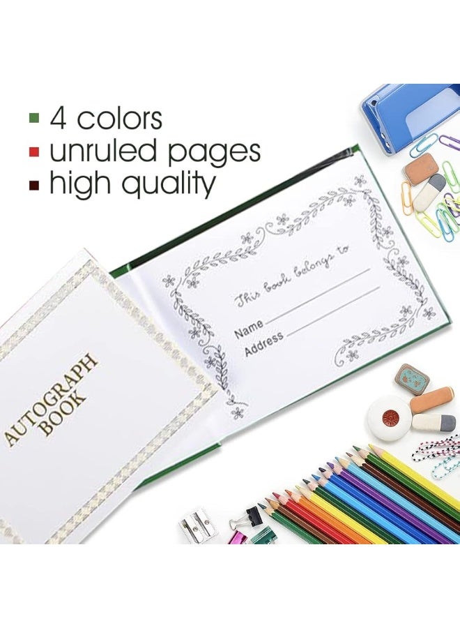 ArtCreativity Autograph Books for Kids, Set of 4, Autograph Booklets with Unruled Colored Pages, Birthday Party Favors and Stationery Prizes for Kids, Collect Signatures and Memories in Style
