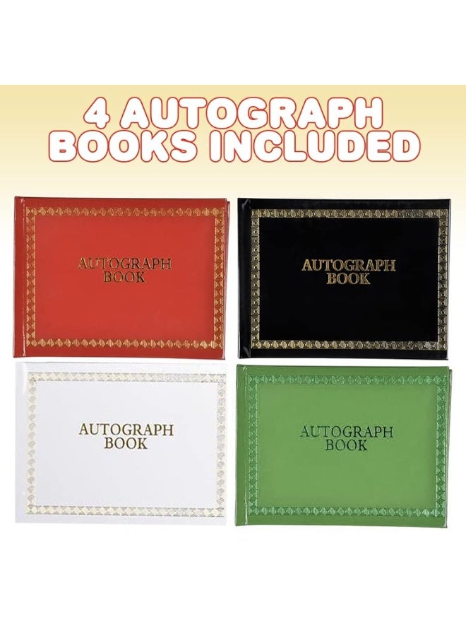 ArtCreativity Autograph Books for Kids, Set of 4, Autograph Booklets with Unruled Colored Pages, Birthday Party Favors and Stationery Prizes for Kids, Collect Signatures and Memories in Style