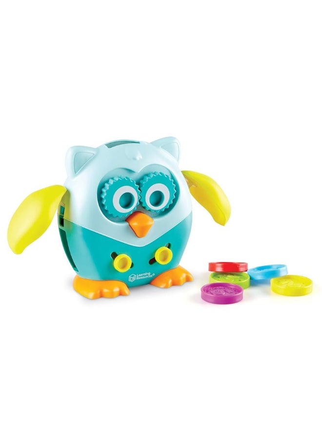 Learning Resources Hoot the Fine Motor Owl, Color, Shapes and Number Development, 6 Pieces, Ages 18 Months +