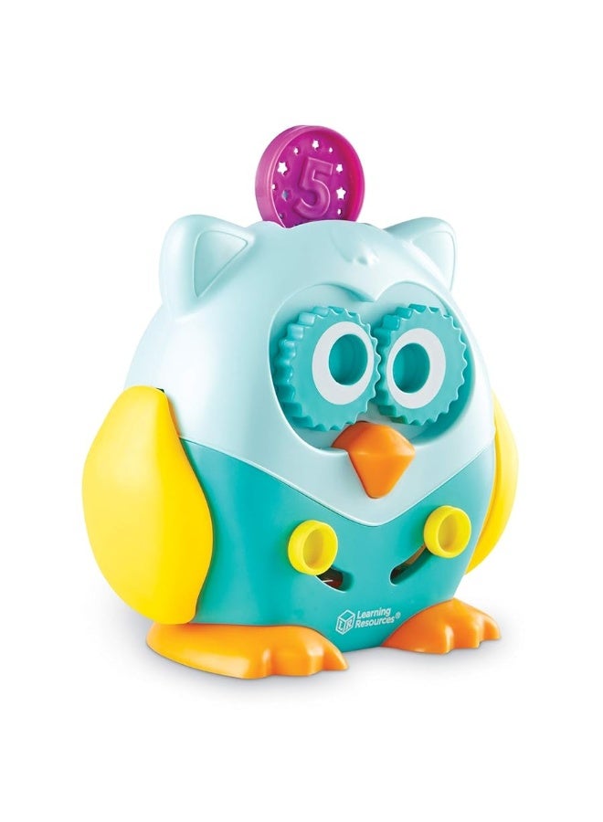 Learning Resources Hoot the Fine Motor Owl, Color, Shapes and Number Development, 6 Pieces, Ages 18 Months +