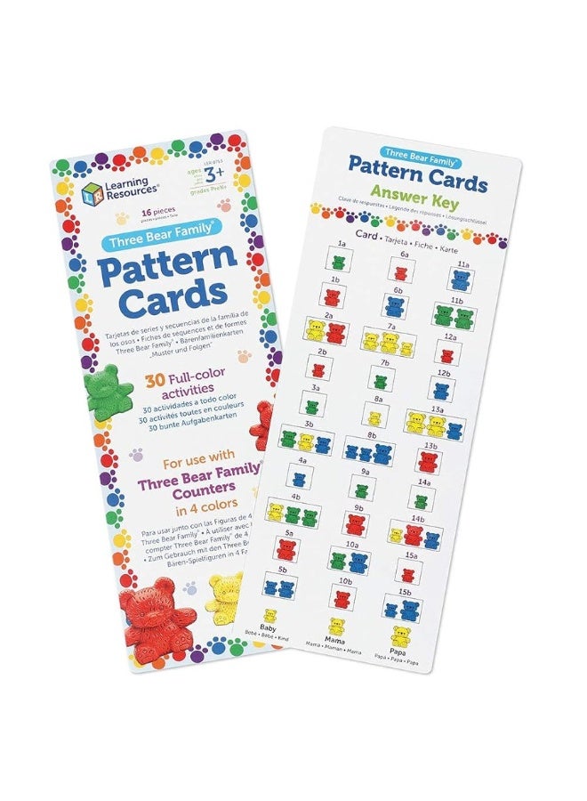 Learning Resources Three Bear Family Pattern Cards, Homeschool, Early Math Skill Learning, Bears Not Included, Ages 3+