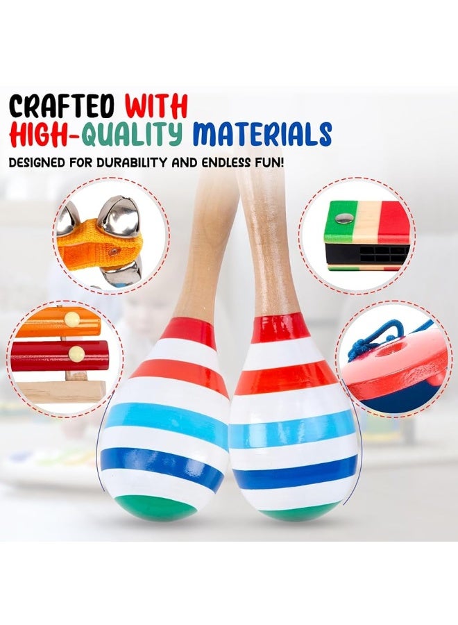 STOIE'S 15 pcs Kids Musical Instruments Set Toddler Musical Instruments for Kids Music Toys Wooden Baby Instruments for Kids Ages 3-5 Montessori Toys