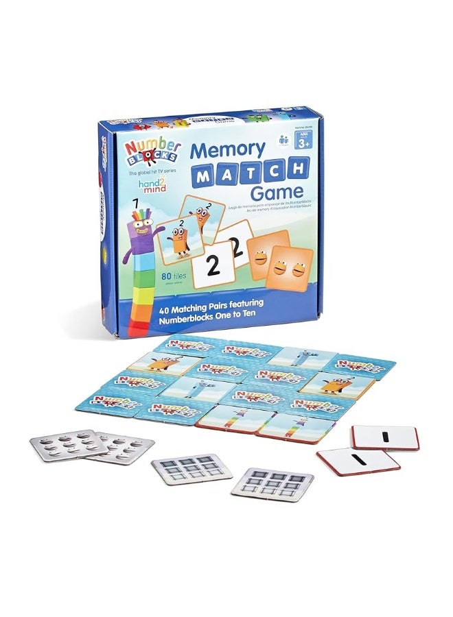 hand2mind Numberblocks Memory Match Game, Memory Card Game, Matching Games for Toddlers, Tile Game, Preschool Math Games for Kids Ages 3-5, Number Toys, Counting Toys, Toddler Learning Activities