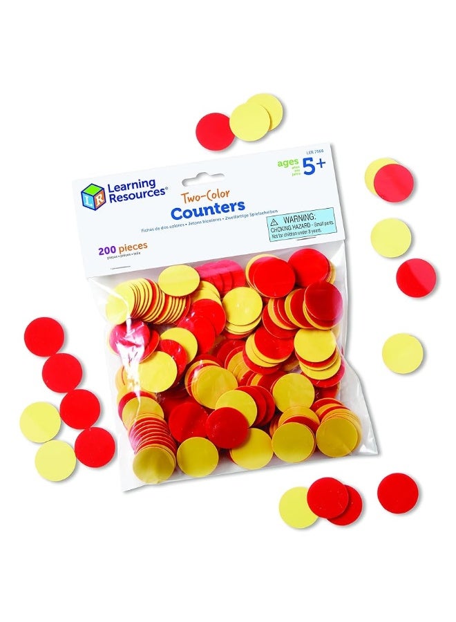 Learning Resources Two-Color Counters, Set of 200, Ages 5+, Grades K+, Educational Counting Sorting and Patterning, Family Counters,Back to School Supplies,Teacher Supplies