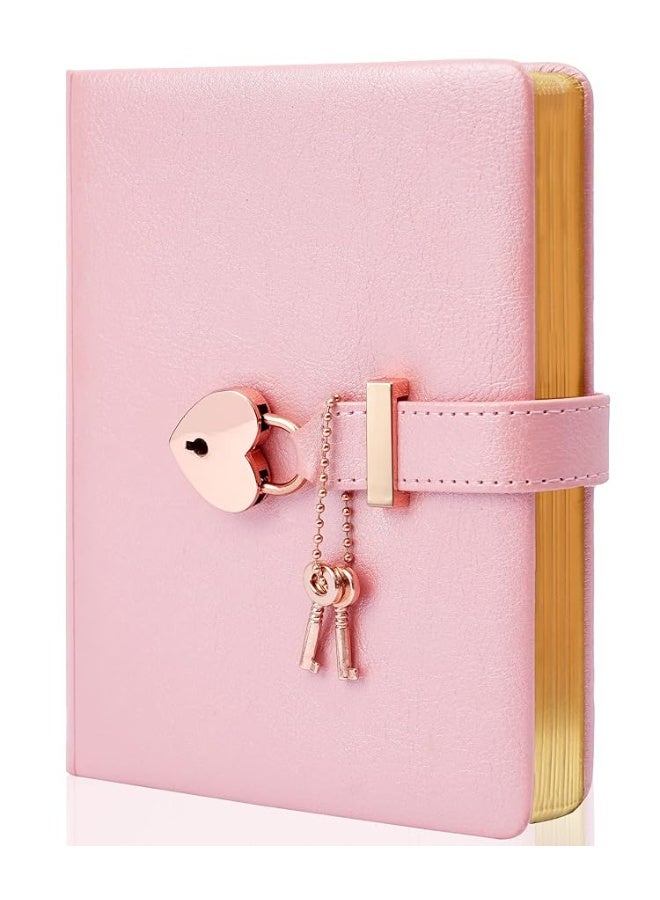 CAGIE Diary with Lock and Key for Girls ages 8-12, Lock Diary for Girls with Gift Box, 296 Gold Edged Pages, Heart-Shaped Locked Journal for Women, 5.3 x 7 Inch