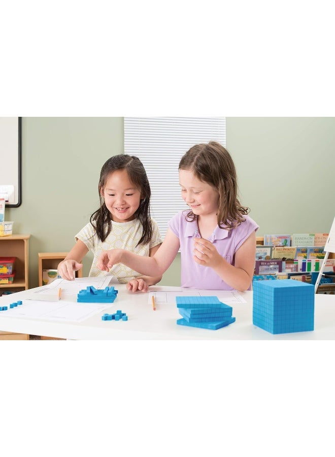 hand2mind Blue Plastic Base Ten Blocks Cube, Place Value Blocks, Counting Cubes for Kids Math, Base Ten Blocks Classroom Set, Math Blocks Kindergarten, Base 10 Math Manipulatives (Set of 1)