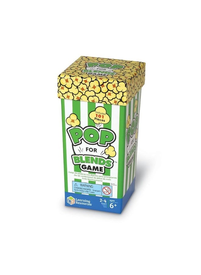 Learning Resources Pop for Blends Game,Phonics Game, 2-4 Players, 92 Cards, Ages 6+