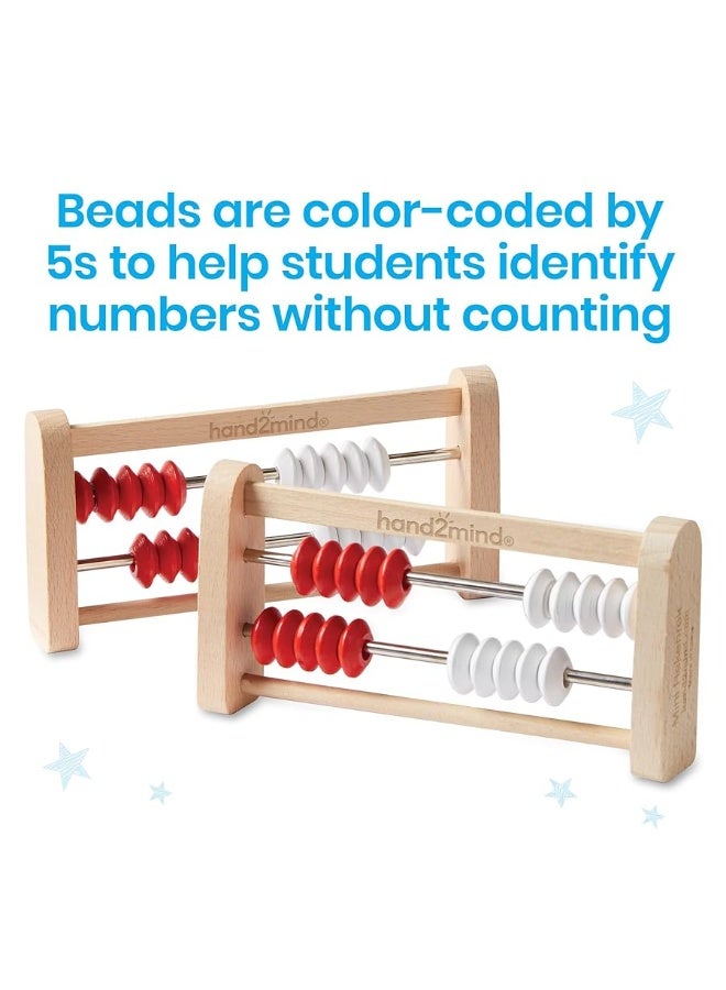 hand2mind Mini 20 Bead Wooden Rekenrek, Abacus for Kids Math, Math Manipulatives Kindergarten, Counting Rack for Kids, Counters for Kids Math, Educational Toys for Elementary Kids (Set of 4)