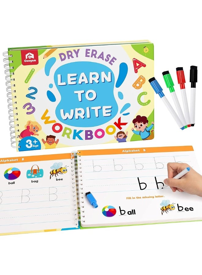 Coogam Learn to Write Workbook Numbers Letters Practicing Book ABC Alphabet Sight Words Handwriting Educational Montessori Toy for Home Classroom Kindergarten Preschool Kids