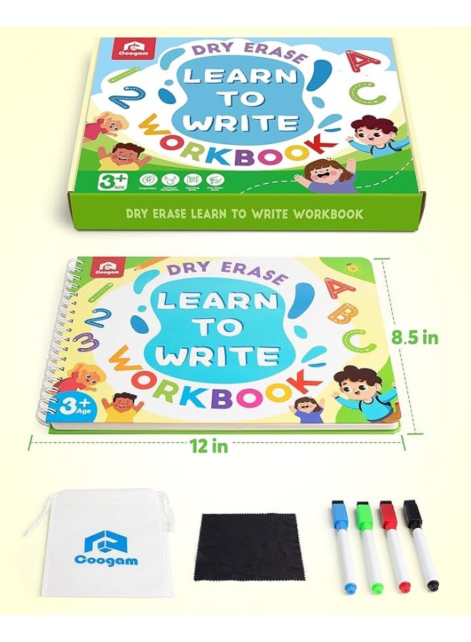 Coogam Learn to Write Workbook Numbers Letters Practicing Book ABC Alphabet Sight Words Handwriting Educational Montessori Toy for Home Classroom Kindergarten Preschool Kids