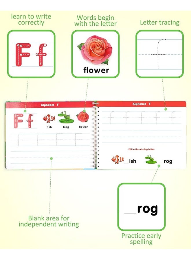 Coogam Learn to Write Workbook Numbers Letters Practicing Book ABC Alphabet Sight Words Handwriting Educational Montessori Toy for Home Classroom Kindergarten Preschool Kids