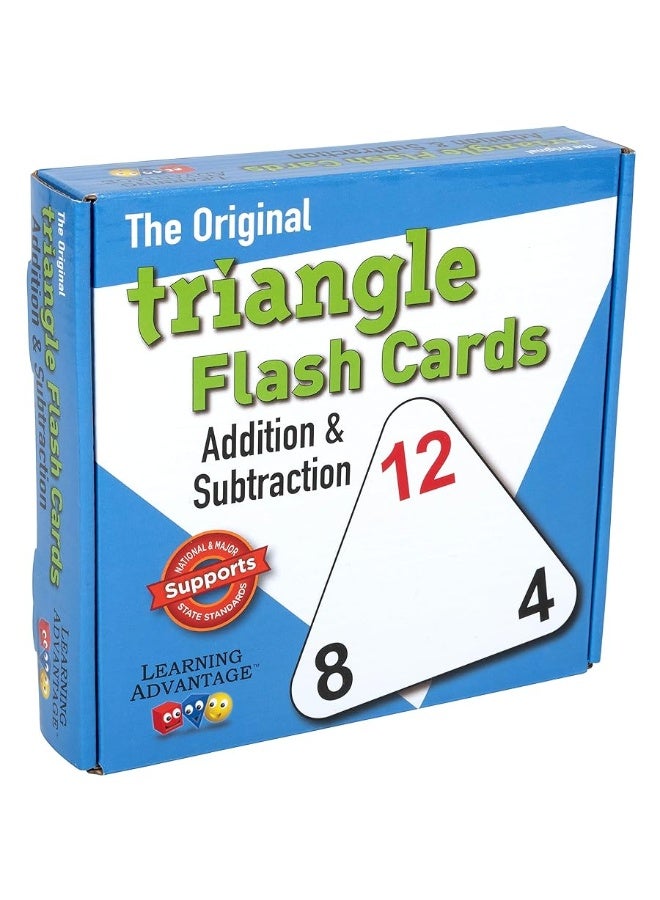 LEARNING ADVANTAGE Original Triangle Flash Cards - Addition and Subtraction - Set of 20 - In-Home Learning - Math Flash Cards