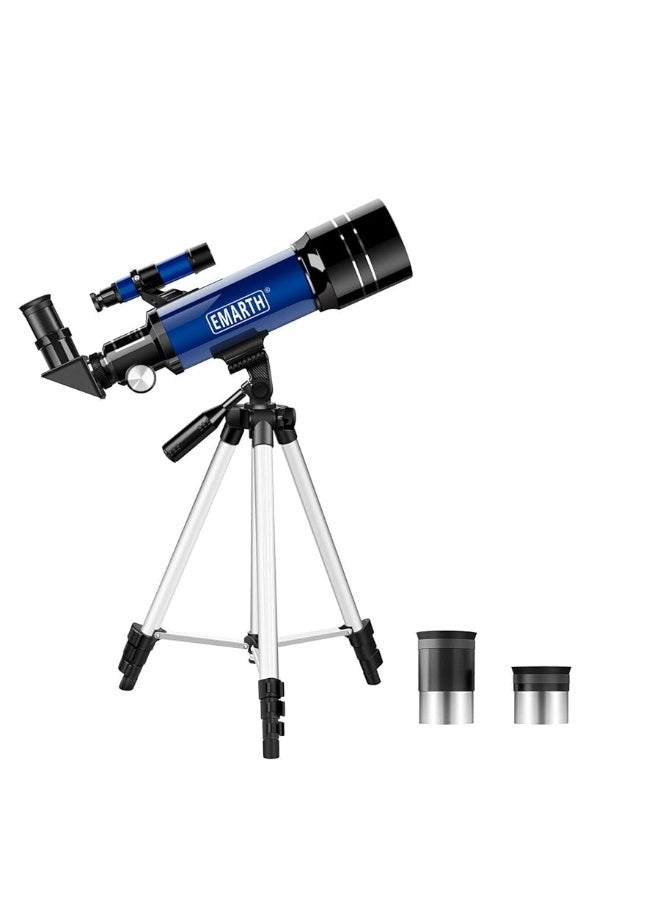 Telescope, 70MM Aperture Kids Telescope with 2 Eyepieces, 360MM Refractor Portable Telescope for Kids with Tripod & Finder Scope, STEM Toys Astronomy Gifts for Children Blue