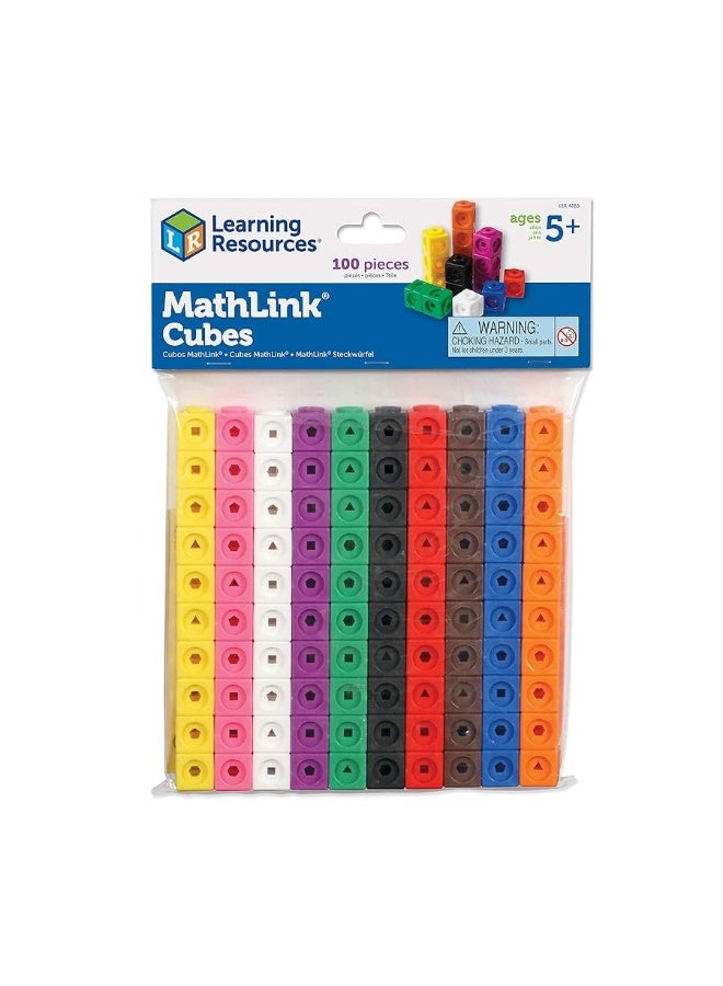 Learning Resources MathLink Cubes - Set of 100 Cubes, Ages 5+ Kindergarten, STEM Activities, Math Manipulatives, Homeschool Supplies, Teacher Supplies