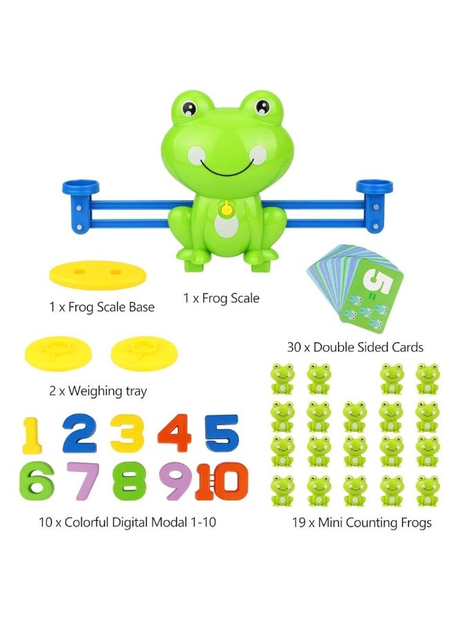 Aitbay Cool Math Game, Valentines for Preschoolers Frog Balance Counting Toys for Boys & Girls Educational Number Toy Fun Children's Gift STEM Learning Age 3+ (63 PCS)