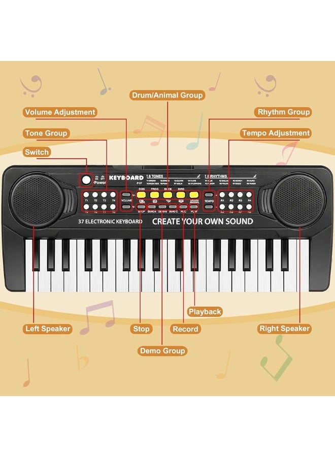 Kids Keyboard Piano - 37 Keys Piano Toys for Kids 3+ Year Old Beginners, Portable Electronic Piano with Microphone Educational Musical Toy for 3 4 5 6 7 8 Year Old Boys Girls Gifts