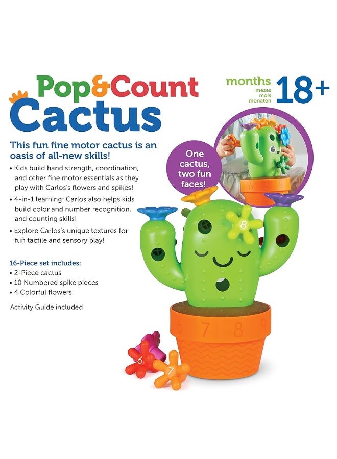 Learning Resources Carlos The Pop & Count Cactus,16 Pieces, Age 18+ Months, Toddler Learning Toys, Preschool Toys, Educational Toys for Kids, Cactus Toys for Kids, for Kids