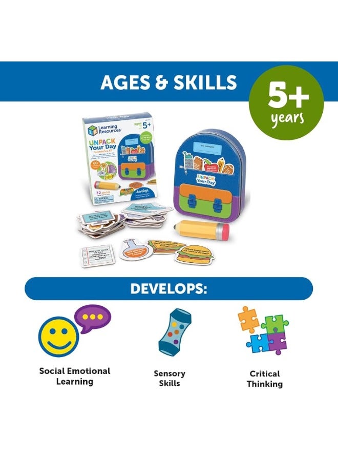 Learning Resources Unpack Your Day Conversation Kit - Social Emotional Learning Games for Kids Ages 5+, Conversation Starters for Kids,Educational Toys ,Birthday Gifts for Boys and Girls