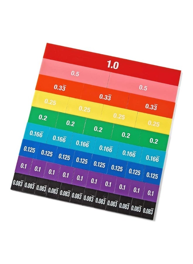 hand2mind Plastic Double-Sided Decimal and Fraction Tiles, Montessori Math Materials, Fraction Manipulatives, Unit Fraction, Fraction Bars Math Manipulatives, Homeschool Supplies (Set of 51)