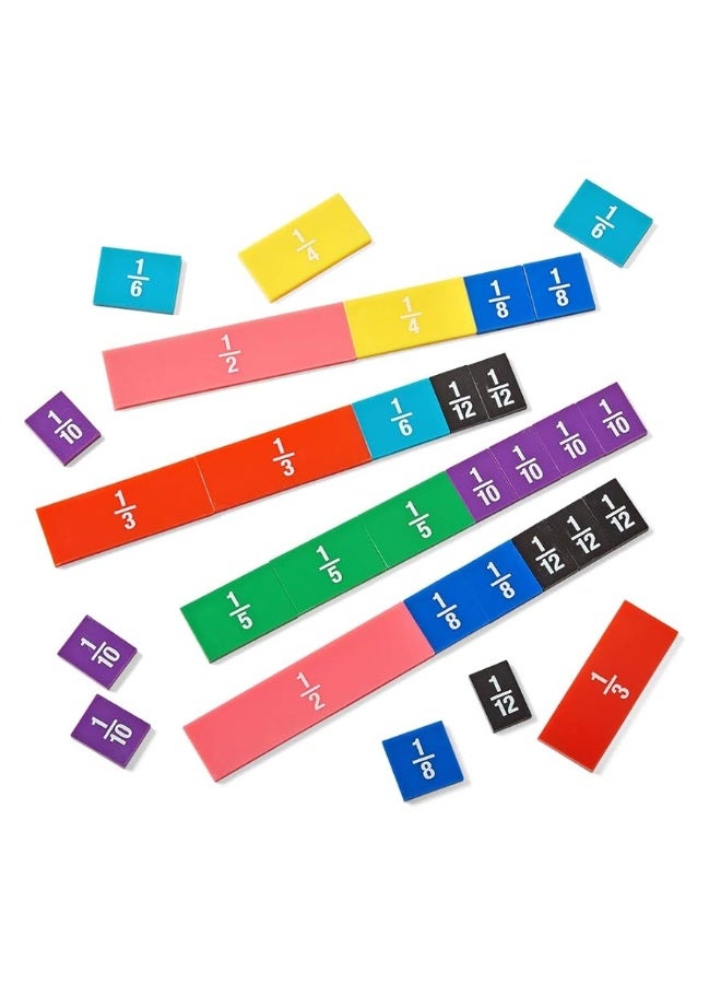 hand2mind Plastic Double-Sided Decimal and Fraction Tiles, Montessori Math Materials, Fraction Manipulatives, Unit Fraction, Fraction Bars Math Manipulatives, Homeschool Supplies (Set of 51)