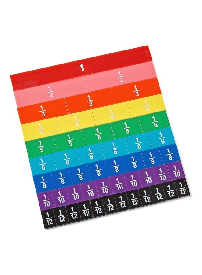 hand2mind Plastic Double-Sided Decimal and Fraction Tiles, Montessori Math Materials, Fraction Manipulatives, Unit Fraction, Fraction Bars Math Manipulatives, Homeschool Supplies (Set of 51)