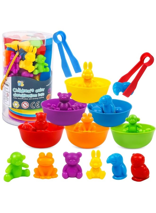 Counting Animal Matching Games Color Sorting Toys with Bowls Preschool Learning Activities for Math Educational Sensory Training Montessori STEM Sets Gift for Toddlers Kids Boys Girls Ages 3 4 5 6