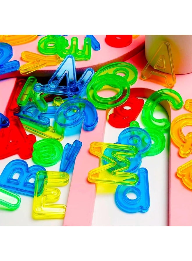 67 Pcs Plastic Practice Set Transparent Letters and Numbers Include Uppercase Letters Lowercase Letters and Numbers Colorful Plastic Letters and Numbers for Kids Counting and Spelling, Ages 3+