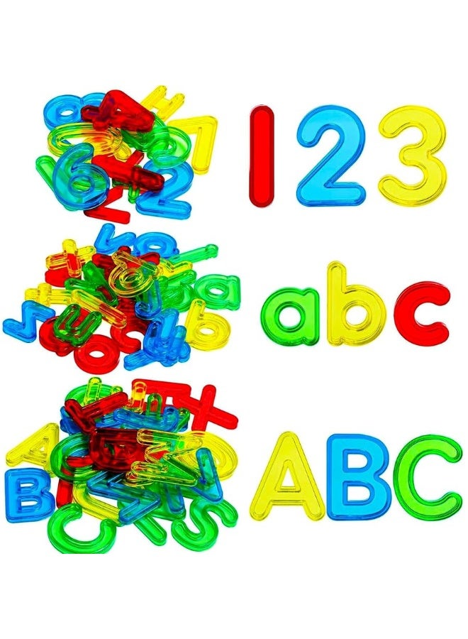 67 Pcs Plastic Practice Set Transparent Letters and Numbers Include Uppercase Letters Lowercase Letters and Numbers Colorful Plastic Letters and Numbers for Kids Counting and Spelling, Ages 3+