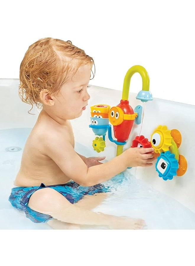 Yookidoo Bay Bath Toddler Toys (Ages 1-3) - 3 Stackable Cups, Spinning Gears, Hose & Spout for Water Play - Mold Free - Suction Cups Attach to Any Bath Tub or Shower - Spin N Sort Spout Pro