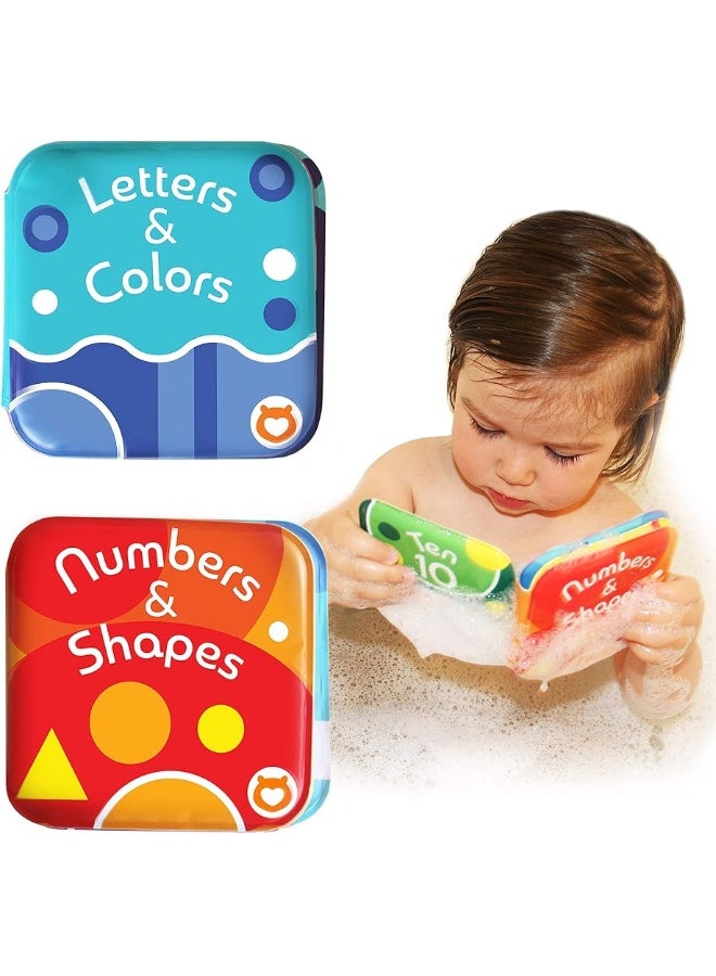 Floating Baby Bath Books - Bath Books for Babies, Infants - Waterproof, Mold-Free Bath Toys for Learning & Early Education (Set of 2 - Alphabet & Numbers Books)