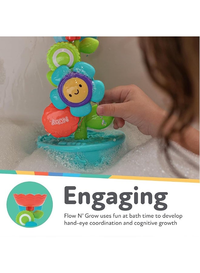 Nuby Flow N' Grow Garden Bath Toy with Flower and Watering Can - Baby Bath Toy for Boys and Girls 18+ Months - Toddler Bath Suction Cup Toy Attaches to Shower Wall