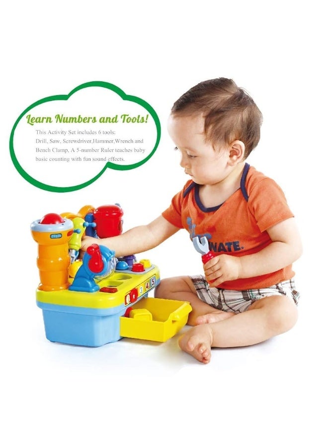 Musical Learning Tool Workbench Work Bench Toy Activity Center for Kids with Shape Sorter