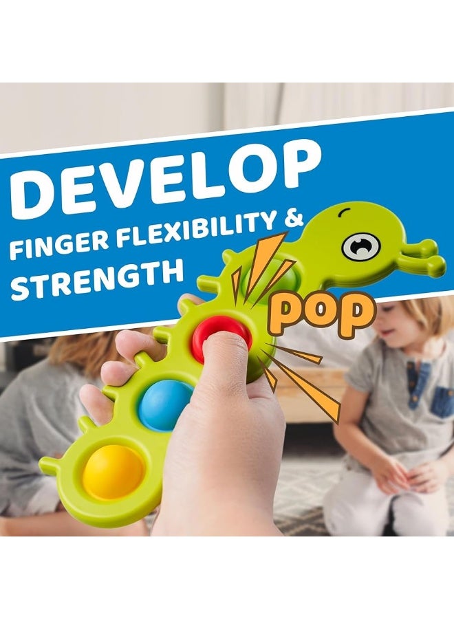 LiKee Fidget Popper Sensory Toys Colorful Insect Push Buttons Gift for Baby 6+ Months Car Seat High Chair, Montessori Toys for 1-3 Year Old Toddlers and Kids Fine Motor Skills Stress Relief (2 Pieces)