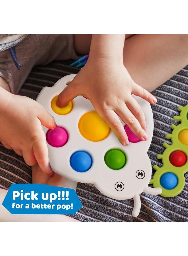LiKee Fidget Popper Sensory Toys Colorful Insect Push Buttons Gift for Baby 6+ Months Car Seat High Chair, Montessori Toys for 1-3 Year Old Toddlers and Kids Fine Motor Skills Stress Relief (2 Pieces)
