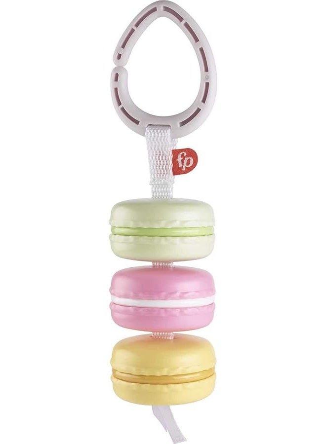 Fisher-Price Baby Pretend Food Baby Rattle My First Macaron Take-Along Sensory Toy for Newborns in Gift Ready Package