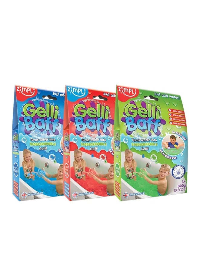 3 x Gelli Baff Bundle, Blue, Red & Green, Turn water into colourful goo! Childrenâ€™s Sensory & Bath Toy