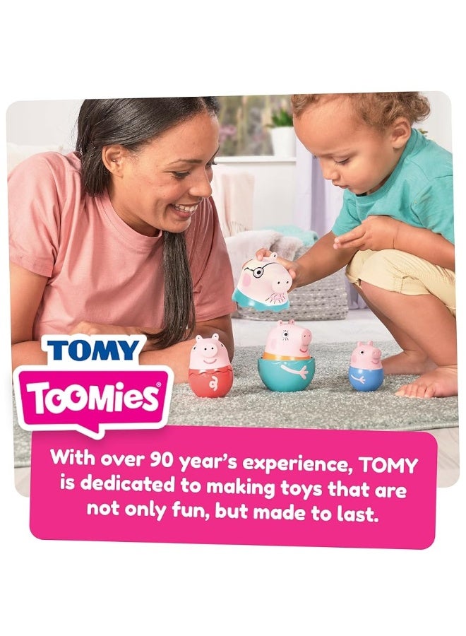 Toomies Peppa Pig Nesting Family - Includes Peppa Pig, Mummy Pig, Daddy Pig and Rattling George - Sorting and Pouring Toddler Bath Toys - Toddler Water Toys for Bath or Pool - Ages 18 Months and Up