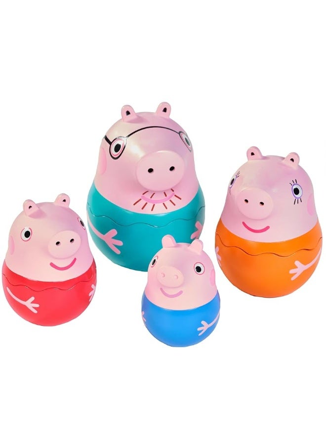 Toomies Peppa Pig Nesting Family - Includes Peppa Pig, Mummy Pig, Daddy Pig and Rattling George - Sorting and Pouring Toddler Bath Toys - Toddler Water Toys for Bath or Pool - Ages 18 Months and Up
