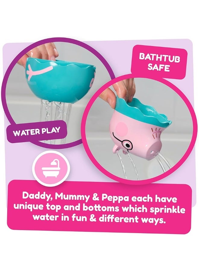 Toomies Peppa Pig Nesting Family - Includes Peppa Pig, Mummy Pig, Daddy Pig and Rattling George - Sorting and Pouring Toddler Bath Toys - Toddler Water Toys for Bath or Pool - Ages 18 Months and Up