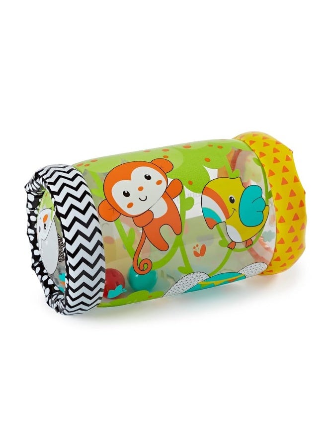 Infantino Jungle Peek & Roll - Encourages Crawling, Inflatable Activity Toy with Bouncing Balls Inside, Fun & Friendly Animal Characters, Helps Gross Motor Skill Development, for Babies 6M+