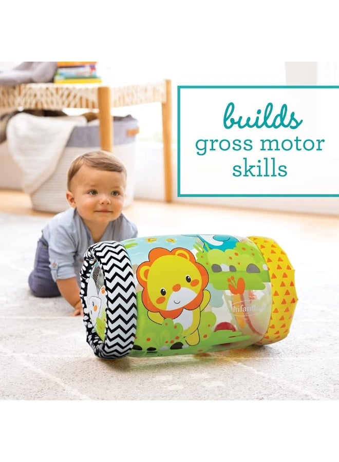 Infantino Jungle Peek & Roll - Encourages Crawling, Inflatable Activity Toy with Bouncing Balls Inside, Fun & Friendly Animal Characters, Helps Gross Motor Skill Development, for Babies 6M+