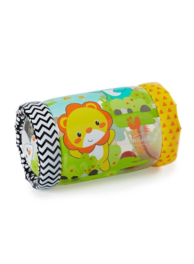 Infantino Jungle Peek & Roll - Encourages Crawling, Inflatable Activity Toy with Bouncing Balls Inside, Fun & Friendly Animal Characters, Helps Gross Motor Skill Development, for Babies 6M+