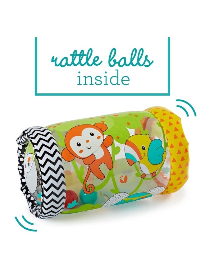 Infantino Jungle Peek & Roll - Encourages Crawling, Inflatable Activity Toy with Bouncing Balls Inside, Fun & Friendly Animal Characters, Helps Gross Motor Skill Development, for Babies 6M+