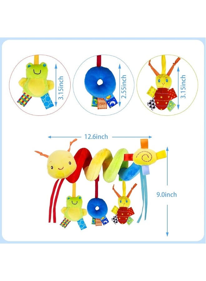 Baby Crib Hanging Rattles Toys - Infant Baby Worm Crib Bed Around Rattle Bell Cartoon Insect Spiral Hanging Toy with Ringing Bell for Infants Bed Stroller Car Seat Bar for Babies Boys and Girls