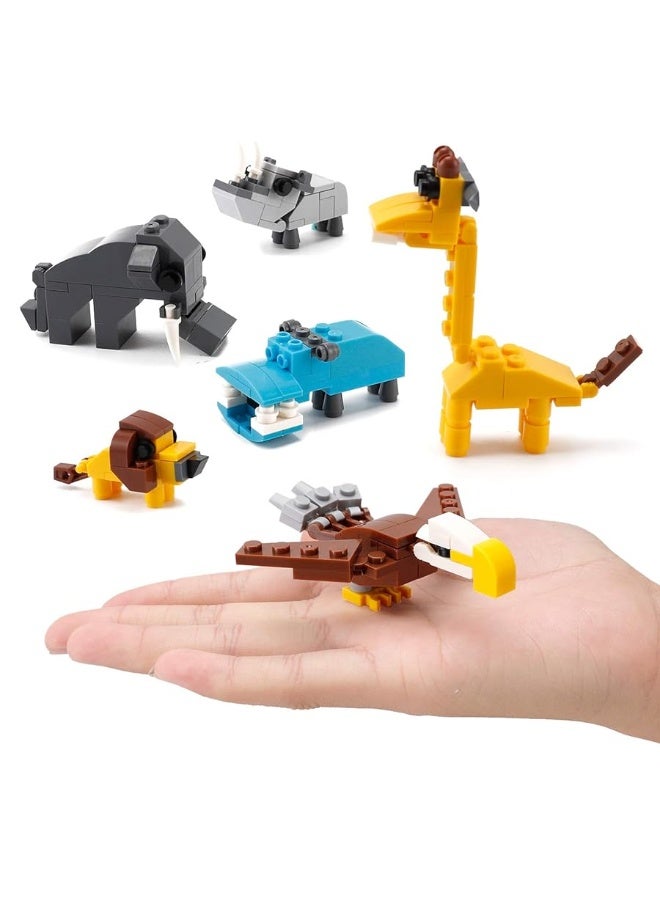 Wild Safari Toys - 12 Surprise Animal Eggs Standard Size Building Blocks STEM Toys - Educational Kids 3D Puzzle Party Favors